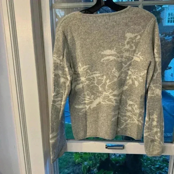 Bianco&blu Italian Marino wool & cashmere blend sweater gray & ivory size small - Picture 2 of 7